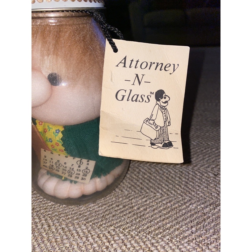 Vintage Attorney N Glass Diane Gifts Inc Attorney in a Jar Plush Gift 1980s Read - Picture 3 of 7